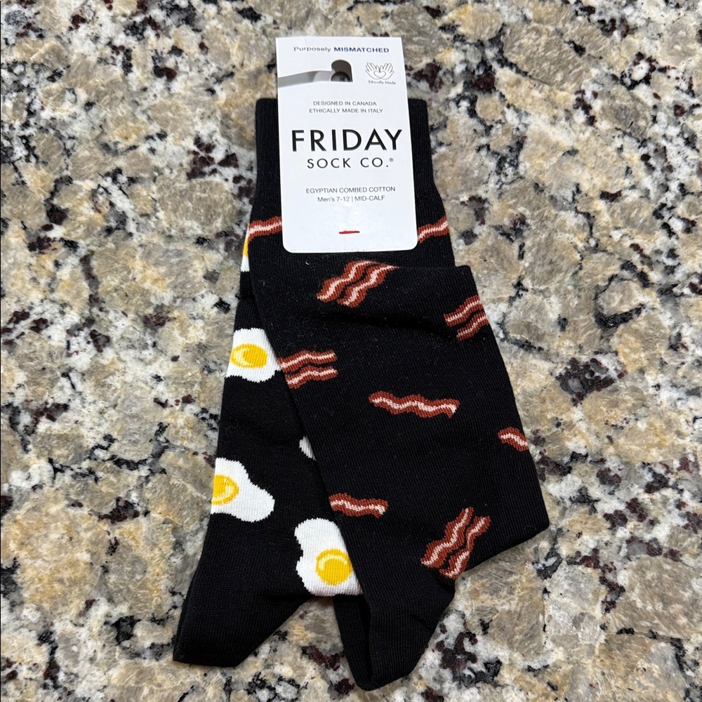 Black Fun Breakfast Socks